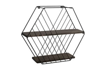 Vägghylla Karadeniz 15x60 cm 2-pack - Svart/Valnöt - Förvaring - Hylla - Vägghylla