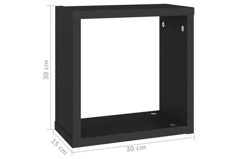 Vägghylla kubformad 2 st svart 30x15x30 cm - Svart - Vägghylla - Väggförvaring