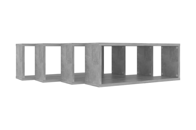 Vägghylla kubformad 4 st betonggrå 60x15x23 cm spånskiva - Betonggrå - Vägghylla - Väggförvaring