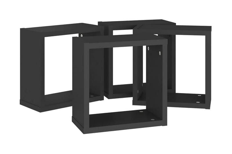 Vägghylla kubformad 4 st svart 30x15x30 cm - Svart - Vägghylla - Väggförvaring