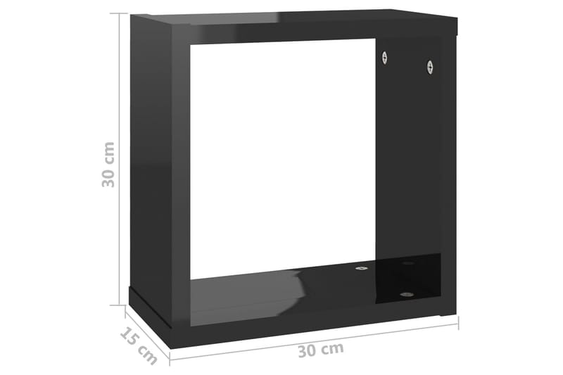 Vägghylla kubformad 4 st svart högglans 30x15x30 cm - Svart högglans - Vägghylla - Väggförvaring