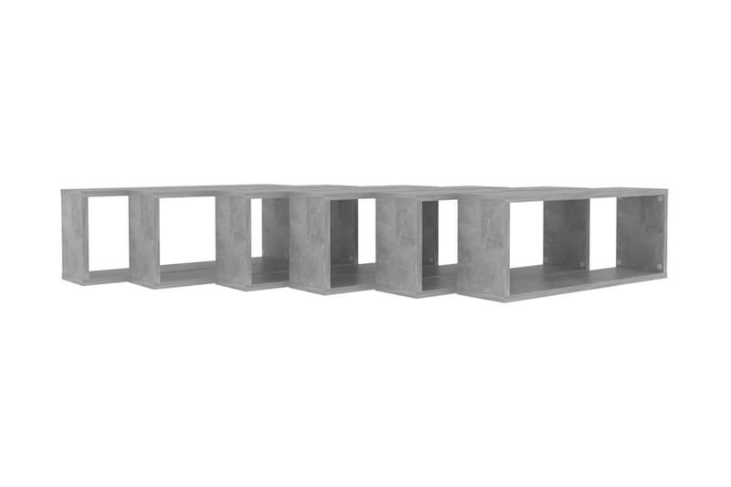 Vägghylla kubformad 6 st betonggrå 60x15x23 cm spånskiva - Betonggrå - Vägghylla - Väggförvaring