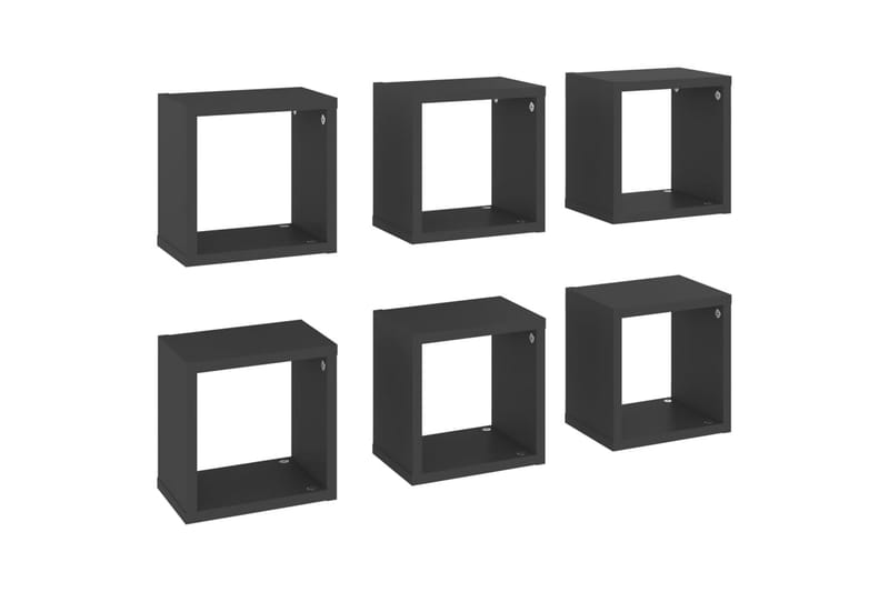 Vägghylla kubformad 6 st grå 22x15x22 cm - Grå - Vägghylla - Väggförvaring