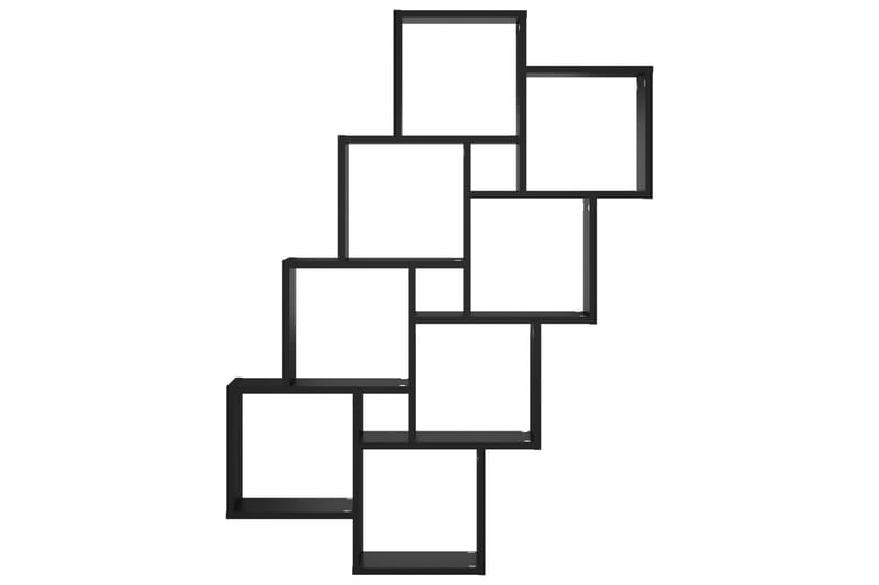 Vägghylla kubformad svart 90x15x119 cm spånskiva - Svart - Vägghylla - Väggförvaring