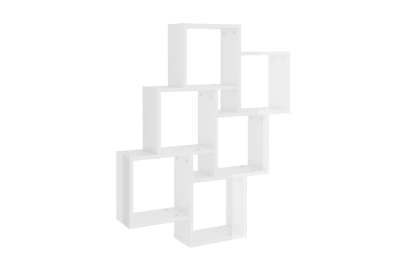 Vägghylla kubformad vit högglans 75x15x93 cm spånskiva - Vit högglans - Vägghylla - Väggförvaring