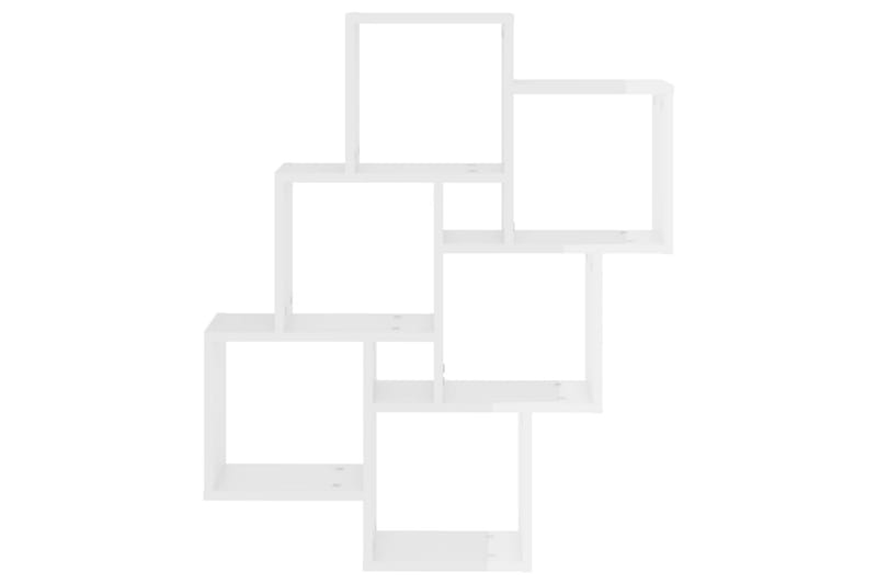 Vägghylla kubformad vit högglans 75x15x93 cm spånskiva - Vit högglans - Vägghylla - Väggförvaring