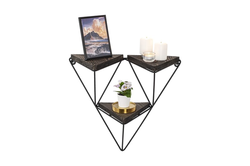 Vägghylla Lonnekar 15x57 cm 3-pack - Svart/Valnöt - Förvaring - Hylla - Vägghylla