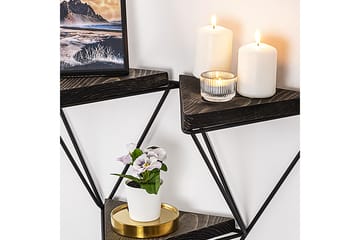 Vägghylla Lonnekar 15x57 cm 3-pack - Svart/Valnöt - Förvaring - Hylla - Vägghylla