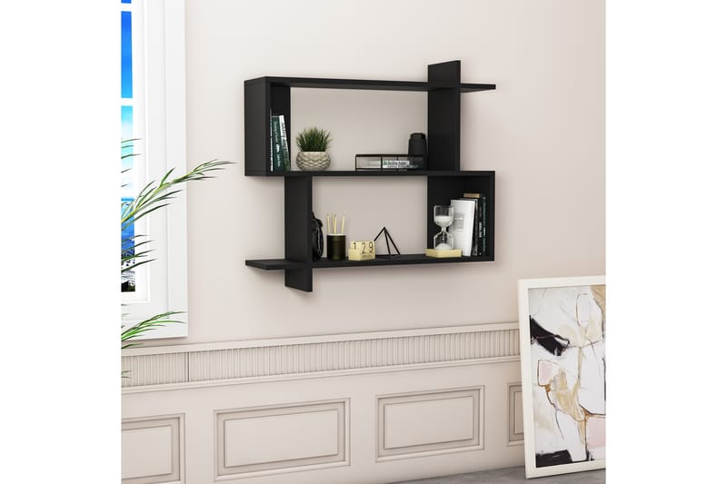 Vägghylla Minanina 90x22 cm 3 Hyllor - Svart - Förvaring - Hylla - Vägghylla