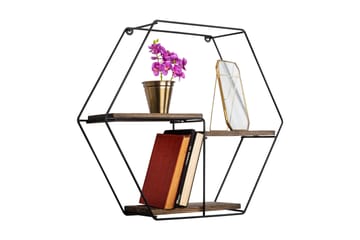 Vägghylla Narcissa 60x15 cm 3 Hyllor - Svart/Mörkbrun - Förvaring - Hylla - Vägghylla