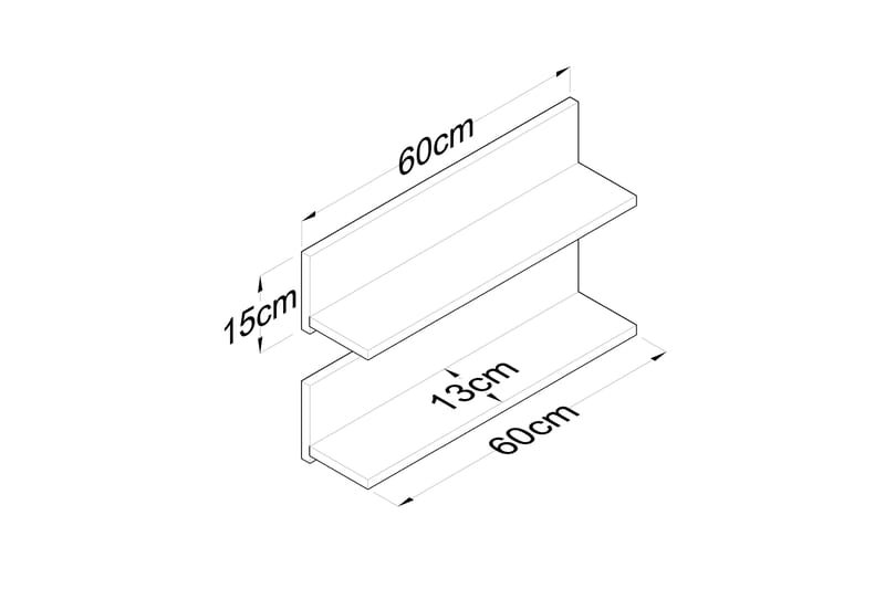 Vägghylla Ramulu 60 cm - Valnöt/Vit - Förvaring - Hylla - Vägghylla