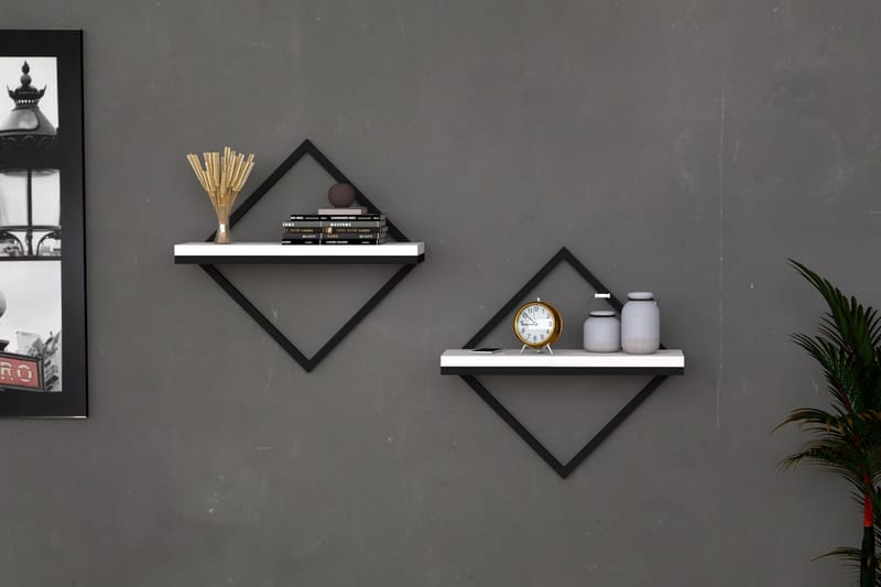 Vägghylla Sezo 43x15 cm 2 Hyllor - Vit - Förvaring - Hylla - Vägghylla