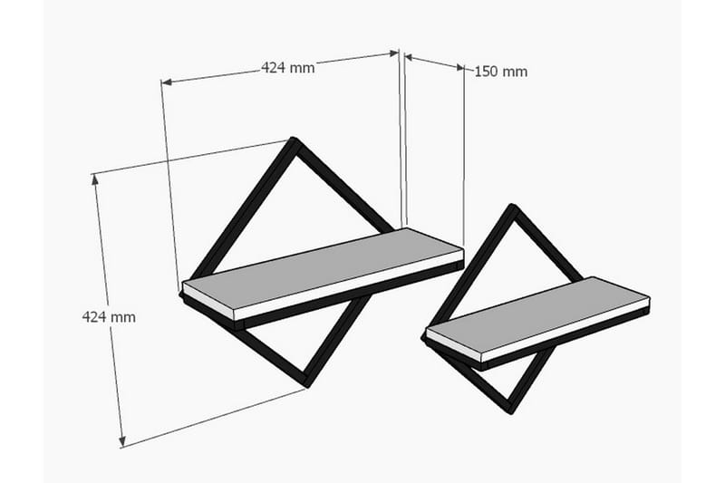 Vägghylla Sezo 43x15 cm 2 Hyllor - Vit - Förvaring - Hylla - Vägghylla