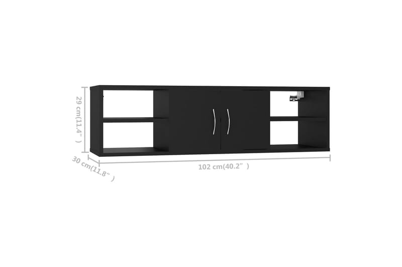 Vägghylla svart 102x30x29 cm spånskiva - Svart - Vägghylla - Väggförvaring