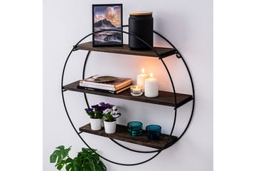 Vägghylla Tulipas 60x15 cm 3 Hyllor - Svart/Mörkbrun - Förvaring - Hylla - Vägghylla