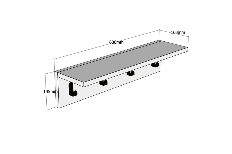 Vägghylla Tyrsberget 60 cm - Vit - Förvaring - Hylla - Vägghylla
