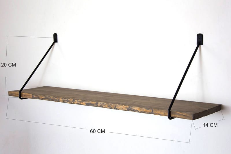 Vägghylla Valetin 60 cm - Valnöt|Svart - Förvaring - Hylla - Vägghylla