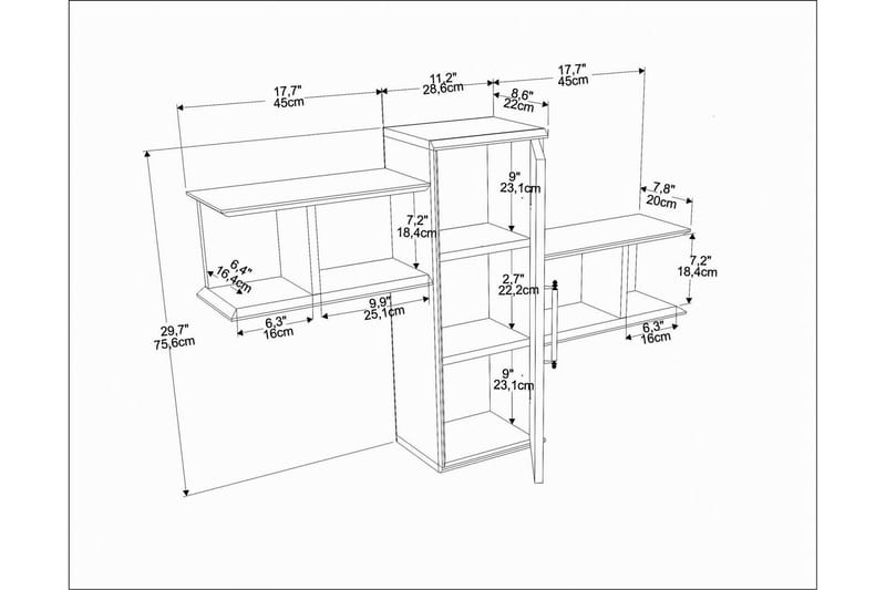 Vägghylla Violaceae 118,6x51,8 cm - Brun - Vägghylla - Väggförvaring