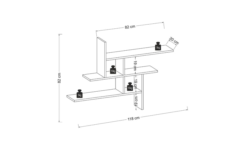 Vägghylla Violaceae 118x82 cm - Brun - Vägghylla - Väggförvaring