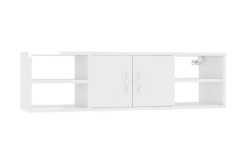 Vägghylla vit högglans 102x30x29 cm spånskiva - Vit högglans - Vägghylla - Väggförvaring