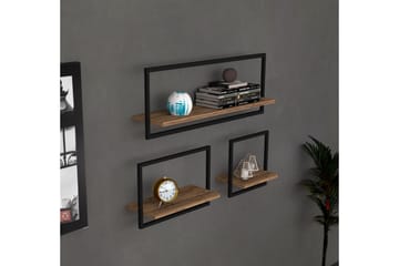 Vägghylla Yeso 80x20 cm 3 Hyllor - Brun - Förvaring - Hylla - Vägghylla