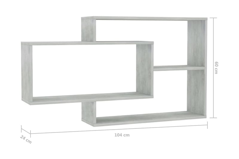 Vägghyllor betonggrå 104x20x58,5 cm spånskiva - Grå - Vägghylla - Väggförvaring