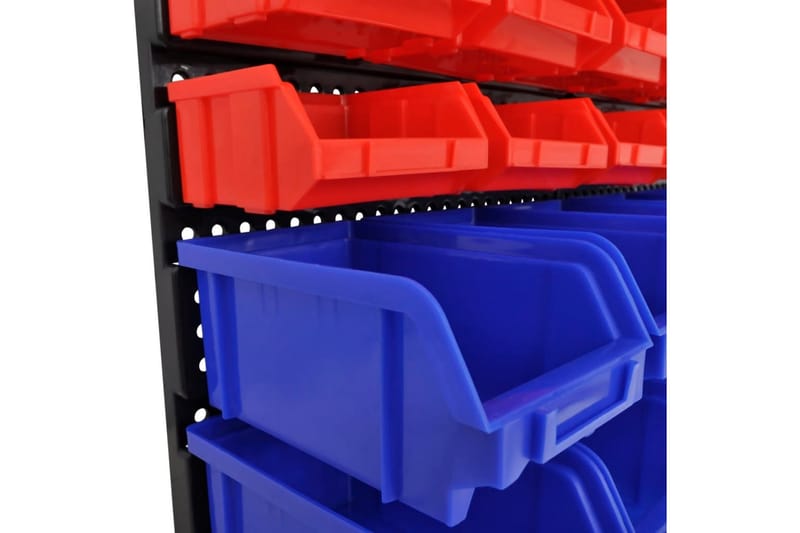 Väggmonterad hylla med 30 st plockbackar blå/röd - Röd - Vägghylla - Väggförvaring