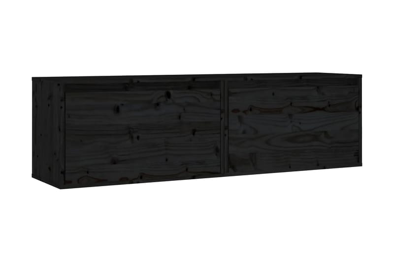 Väggskåp 2 st 60x30x35 cm massiv furu svart - Svart - Vägghylla - Väggförvaring