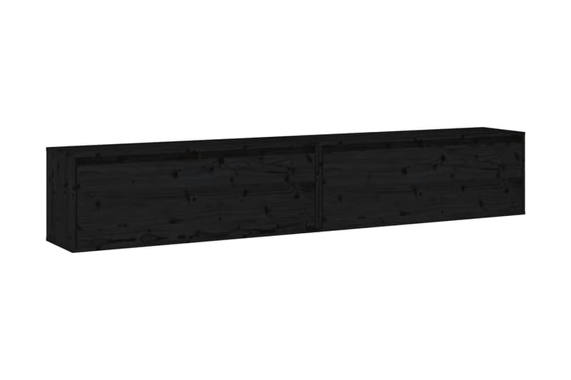 Väggskåp 2 st svart 100x30x35 cm massiv furu - Svart - Vägghylla - Väggförvaring
