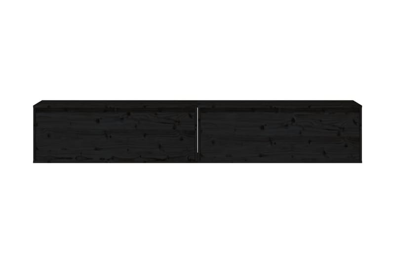 Väggskåp 2 st svart 100x30x35 cm massiv furu - Svart - Vägghylla - Väggförvaring
