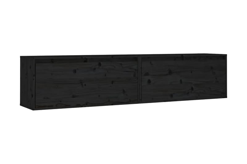 Väggskåp 2 st svart 80x30x35 cm massiv furu - Svart - Vägghylla - Väggförvaring