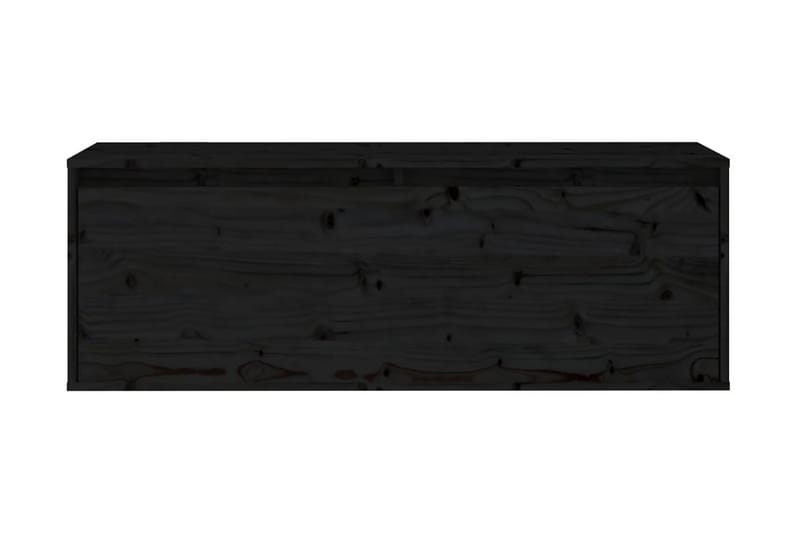 Väggskåp svart 100x30x35 cm massiv furu - Svart - Vägghylla - Väggförvaring