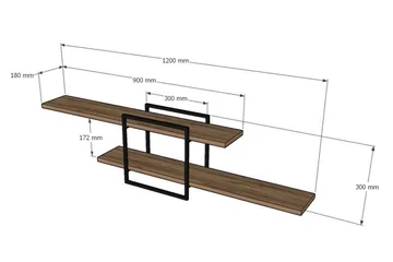 Verneda Vägghylla 120x18 cm 2 Hyllor - Brun - Förvaring - Hylla - Vägghylla
