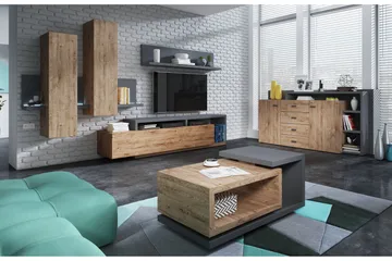 Wesley Hylla - Mörkgrå/Trä - Förvaring - Hylla - Vägghylla