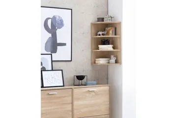 Vägghylla Wohnling melaminbelagd spånskiva, hörnhyllförvaring, modern stil Sonoma - Sonoma - Förvaring - Hylla - Hörnhylla