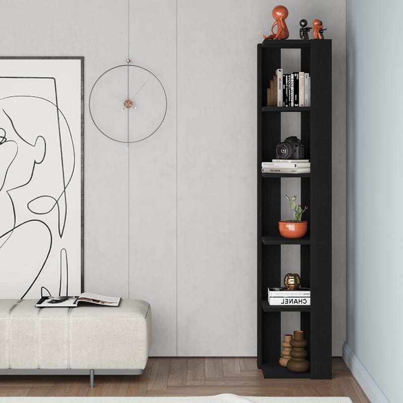 Verina Bokhylla 161 cm - Black Wood - Förvaring - Hylla - Hörnhylla