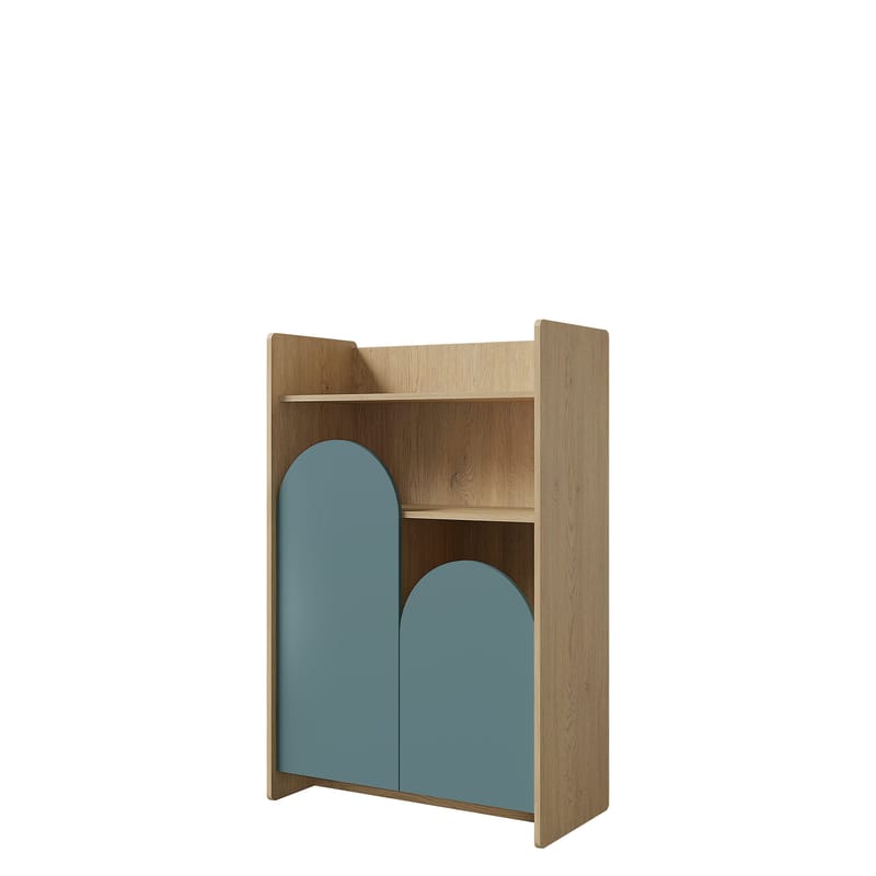 Zarek Bokhylla 84x128 cm - brun och blå - Förvaring - Hylla - Bokhylla