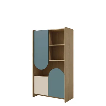 Zarek Bokhylla 84x151 cm - brun, blå, beige - Förvaring - Hylla - Bokhylla