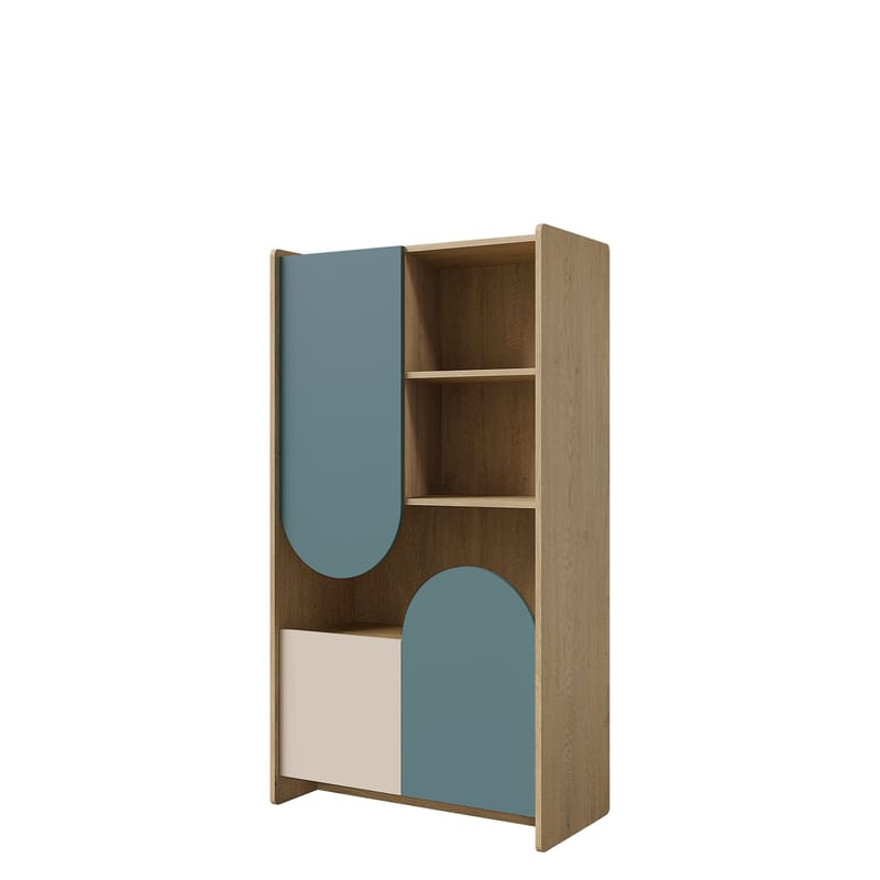 Zarek Bokhylla 84x151 cm - brun, blå, beige - Förvaring - Hylla - Bokhylla