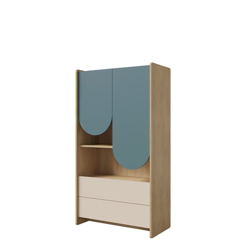 Zarek Bokhylla 84x151 cm - brun, blå, beige - Förvaring - Hylla - Bokhylla