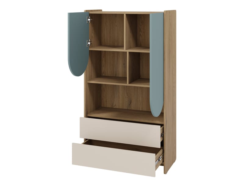 Zarek Bokhylla 84x151 cm - brun, blå, beige - Förvaring - Hylla - Bokhylla