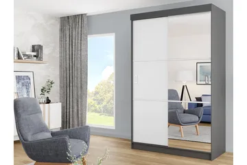 Isolaz Garderob m. Spegel 138x205 cm - Vit/Grå - Förvaring - Garderober & garderobssystem