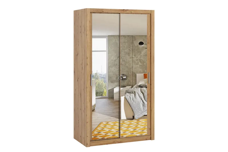 Julissa Garderob 120 cm med Spegel - Natur - Förvaring - Garderober & garderobssystem
