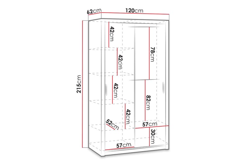 Julissa Garderob 120 cm med Spegel - Natur - Förvaring - Garderober & garderobssystem