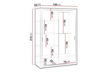 Julissa Garderob 150 cm med Spegel - Natur - Förvaring - Garderober & garderobssystem