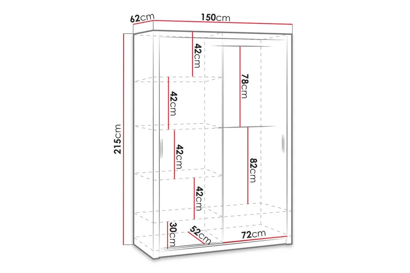Julissa Garderob 150 cm med Spegel - Vit - Förvaring - Garderober & garderobssystem