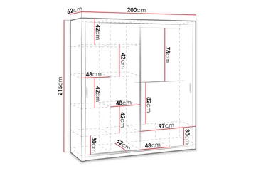 Julissa Garderob 200 cm med Spegel - Vit - Förvaring - Garderober & garderobssystem