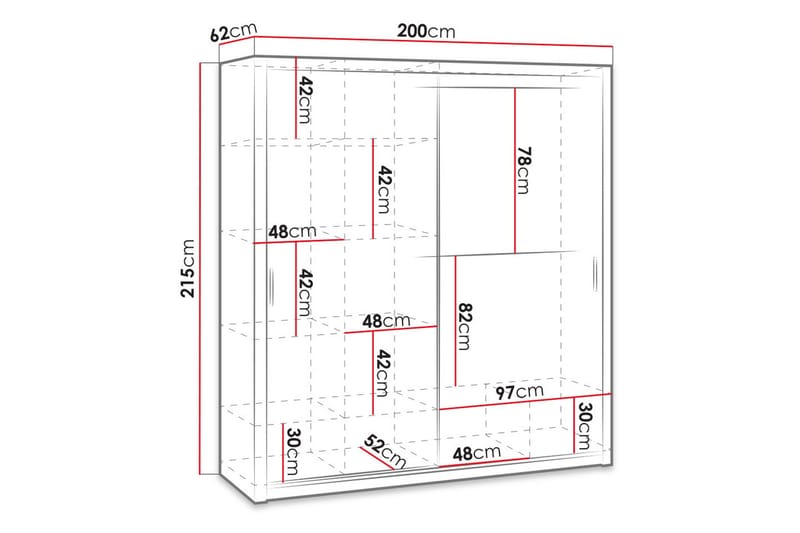 Julissa Garderob 200 cm med Spegel - Vit - Förvaring - Garderober & garderobssystem