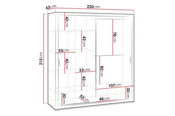 Julissa Garderob 220 cm med Spegel - Vit - Förvaring - Garderober & garderobssystem