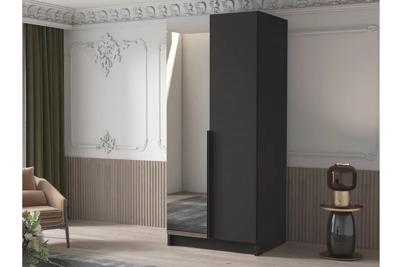 Julissa Garderob med Spegel 100 cm - Svart - Förvaring - Garderober & garderobssystem